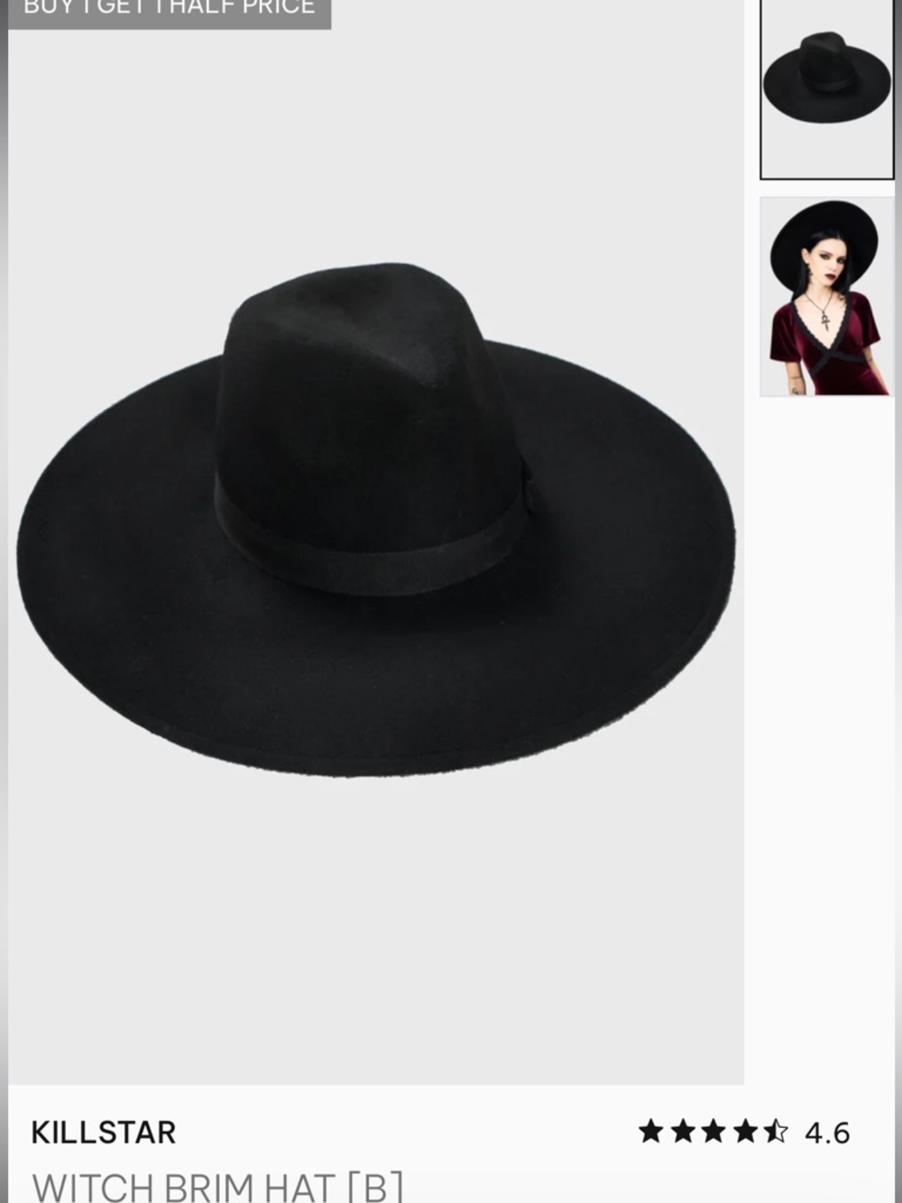 KILLSTAR WOOL WITCH BRIM HAT - Picture 9 of 10
